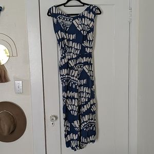 Blue and white anthro romper